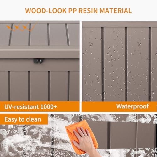 Vixzen 51 Gallon Deck Boxes Outdoor Waterproof, Lockable Resin Storage Box with lid for Furniture Cushions, Weatherproof Containers Outside Storage Boxes for Garden Patio Pool Tools(Grey, 51 Gallon) - Image 3