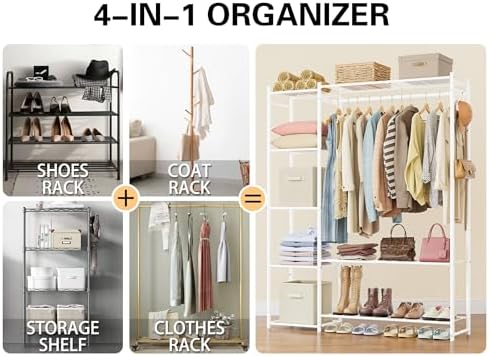HOMIDEC Wardrobe Closet,Portable Clothes Rack with 4 Tiers Shelves - Image 6