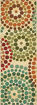Unique Loom Outdoor Modern Collection Area Rug - Spark (2' x 6' 1" Runner, Beige/ Burgundy) by UniqueLoom