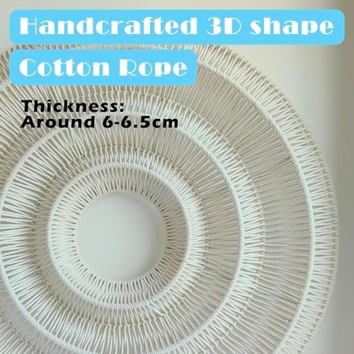 Bergamot Set of 3 Extra Large 3D Textured Neutral Abstract Wall Decor, Cotton Rope Round Woven Wall Baskets, Modern Minimalist Wall Art for Living Room, Bedroom,25 Inch,17.7 Inch, 13.7 Inch - Image 4