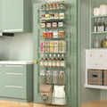 Moforoco Sage Green Over The Door Pantry Organizer, Pantry Door Organizer Shelves, Kitchen Organizers and Storage, Hanging Basket Wall Spice Rack Seasoning Shelves by MOFOROCO