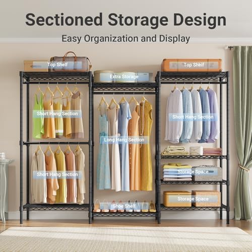 VIPEK V5 Plus Heavy Duty Clothes Rack, Large Modular Closet System, Black - Image 3