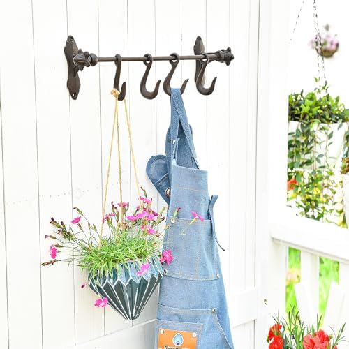 Sungmor Vintage Cast Iron Wall Hook Rack - Rustic Farmhouse Wall-Mounted Hanger for Coats, Keys, Mugs, Towels - Heavy Duty Decorative Organizer with 4 Removable Hooks - Image 5