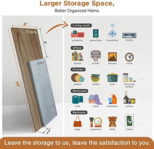 Forbena Wood Floating Shelves for Wall 24 inches Long, Large Bathroom Hanging Shelves Set of 3, Wall Mounted Storage Shelf for Bathroom Bedroom Living Room Kitchen Closet (Natural Wood) - Image 2