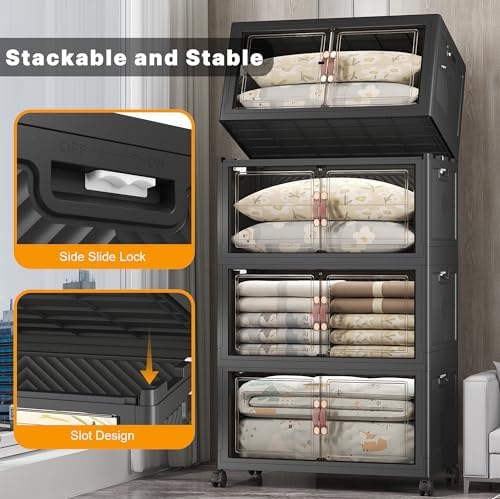 UAMFURI Stackable Storage Bins, 700QT Collapsible Drawers with 1 Lid - Image 3
