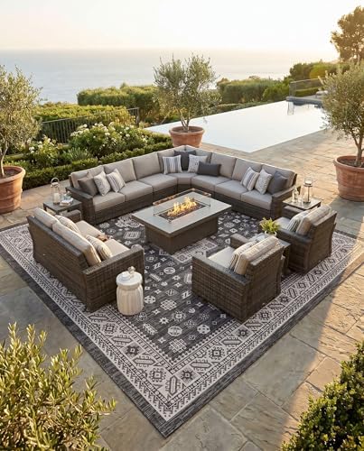 Rugs.com - Outdoor Aztec Rug – 13 Ft Square Charcoal Gray Indoor/Outdoor Rug – Stain-Resistant, Washable, Perfect for Patios and Decks - Image 6