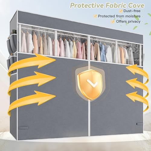 Raybee Heavy Duty Clothes Rack with Cover, 1150lbs Capacity, Adjustable - Image 3