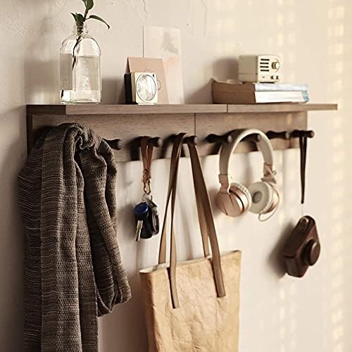 Entryway Coat Rack Hooks with Shelf, Sturdy Wooden Floating WallOrganizer Shelf with 4 Hooks siutable for Entrance, Mudroom, Kitchen, Bathroom,.etc(2pc-Walnut Finish) - Image 4