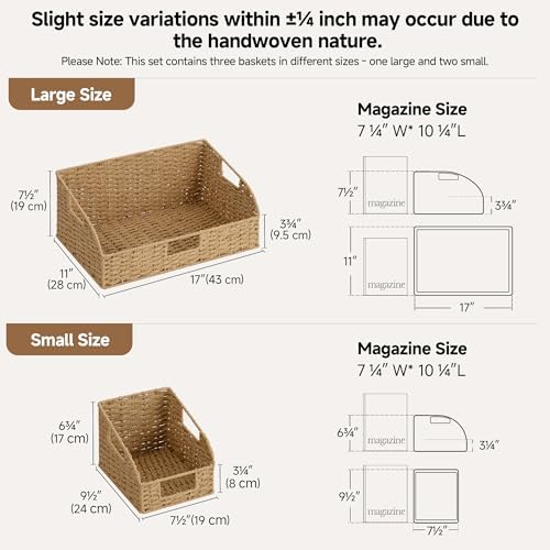 StorageWorks Paper Rope Shelf Baskets,Pantry Storage Baskets,Natural,3-Pack - Image 2