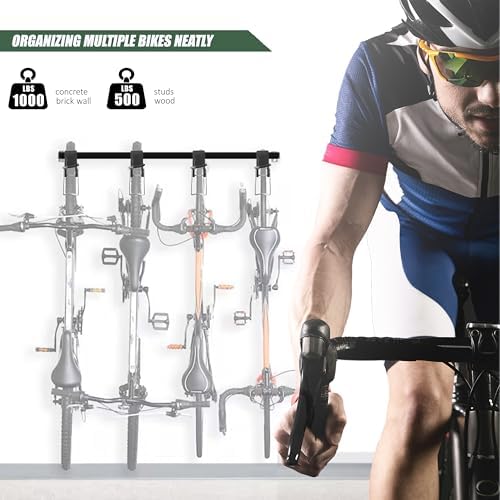 Wall Bike rack, Fits Max 3 Inch for Mountain Bike eBike, 110 lbs Weight Capacity, with Extra Helmet Hook, Modular Hook Track Design Heavy duty Wall mount Bicycle Hanger for Garage Storage - Image 5