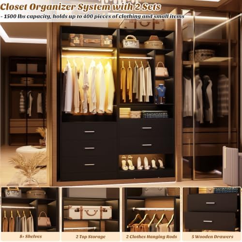Besiost Closet Systems with 5 Drawers & 3CCT Sensor Light - Image 3