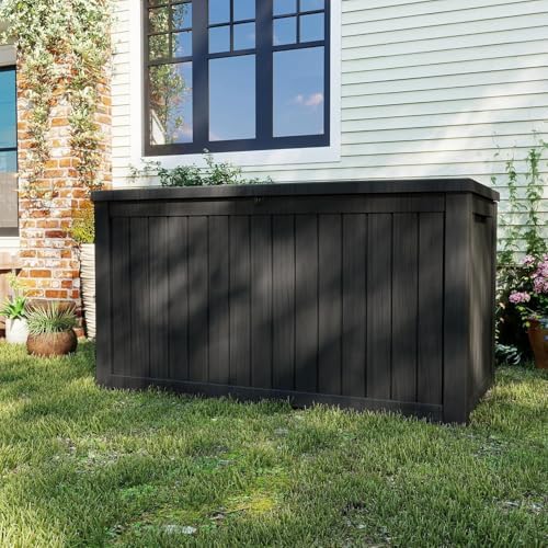 270 Gallon Deck Boxes Outdoor Waterproof, Outdoor Storage Box with Lockable Lid & UV-Resistant for Patio Furniture, Outdoor Cushions, Garden Tools and Pool Supplies, Black - Image 6