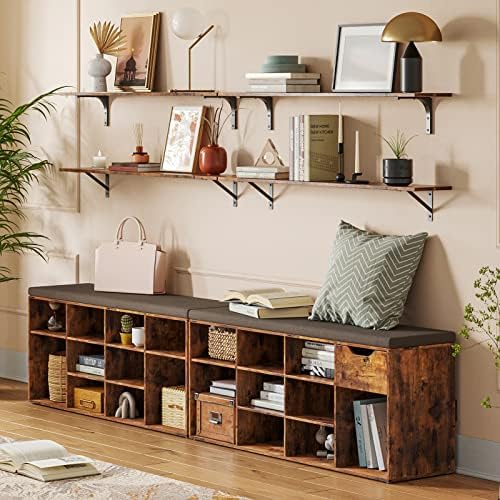 DINZI LVJ Long Wall Shelves, 39.4Inch Wooden Wall Mounted Shelves, Set of 4 - Image 2