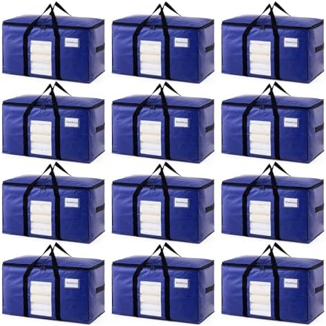TAILI 12 Pack Dark Blue XXL Moving Bags,Storage Bags with Visible Window by TAILI