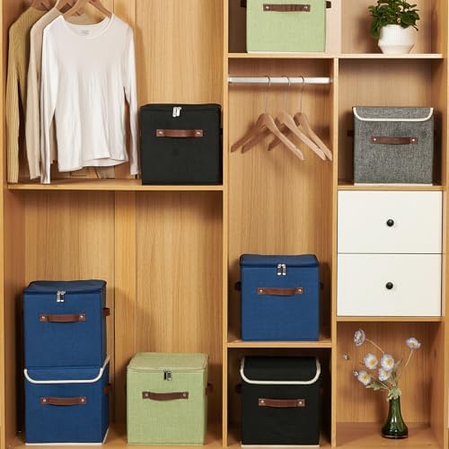 4PCS Storage Cubes with Lids Cotton Linen Fabric Bins Boxes - Image 6