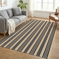 KOZYFLY Brown and Black Rug 5x7 ft Area Rug Woven Washable Striped Rugs by KOZYFLY