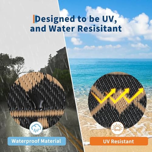 GlowSol 8x10 Waterproof Outdoor Rug Reversible Plastic Straw Area Rug, Portable RV Camping Mat for Patio Deck Backyard Porch Balcony Beach Stain Resistant Outdoor Floor Carpet for Outside, Black/Brown - Image 4
