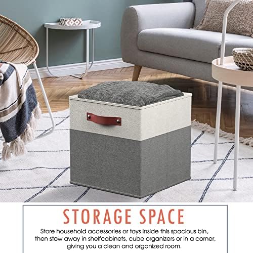 Ornavo Home 11x11 Foldable Fabric Storage Cube Bins, 6 Pack, White/Gray - Image 4