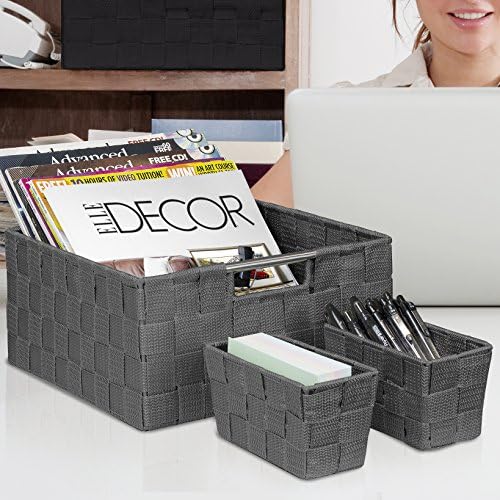Sorbus Baskets for Organizing, 7-Piece Hand-Woven Storage Set (Grey) - Image 6