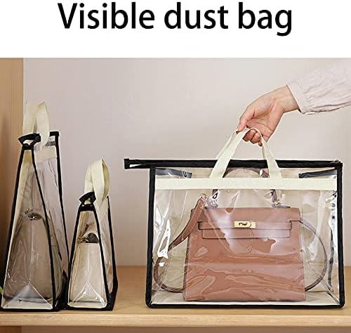 10 Pack Handbag Storage Organizer Dust Bags Transparent Purse Storage Bag Organizer for Closet with Handle and Zipper Handbags Bag (Beige) - Image 2