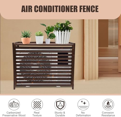 AC Fence Privacy Screen for Outdoor 43.3" x 19.7" x 33.5", 4-Panel, Brown - Image 2