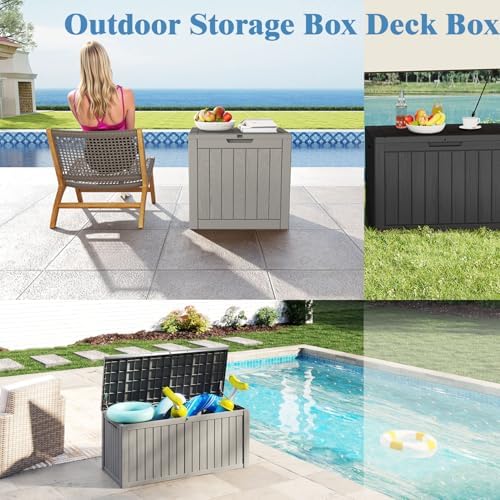 Outdoor Deck Storage Box, 66 Gallon Deck Box,Lockable Patio Storage Bench - Image 6