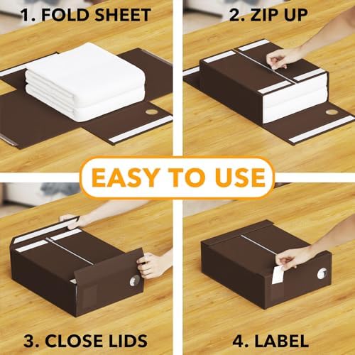 SpaceAid 8 Pack Bed Sheet Organizers and Storage, Foldable Linen Closet Organizer, Set Folder Keeper With Window XL (Queen & King Size) Bedding Container (Brown) - Image 3