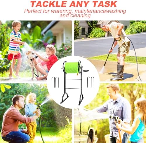 Garden Hose Reel,Upgrade Garden Hose Holder,Outside Heavy Duty Metal Freestanding Water Hose Holder Winder,Holds Up 150FT 1/2" Hose for Garden Lawn Yard - Image 5
