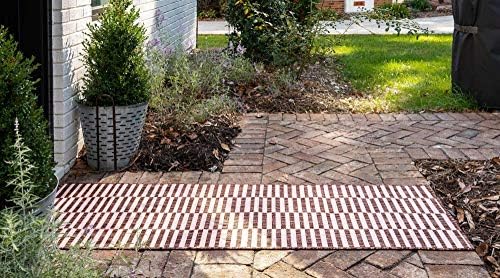 Unique Loom Outdoor Collection Classic Stripes, Transitional Indoor & Outdoor Area Rug, Rectangular 2' 0" x 6' 0", Red/Ivory - Image 4