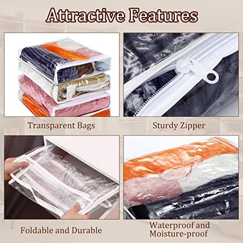 Kingdder 16 Pcs Clear Zippered Storage Bags Plastic Sweater Bag with Zipper - Image 3