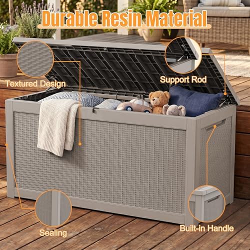 Outdoor Storage Box, 380 Gallon Waterproof Resin Deck Box with Support Rod - Image 3