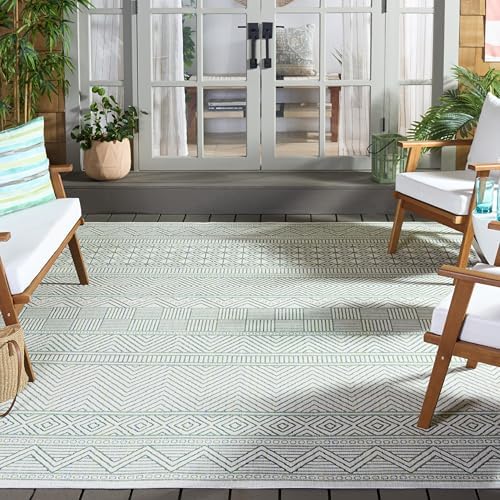 SAFAVIEH Washable Rug Outdoor Courtyard Collection - 8' x 10', Beige & Green, Non-Shedding & Easy Cleaning, Ideal for Patio, Backyard, Mudroom, DIning Space (CY8196-55712) - Image 7