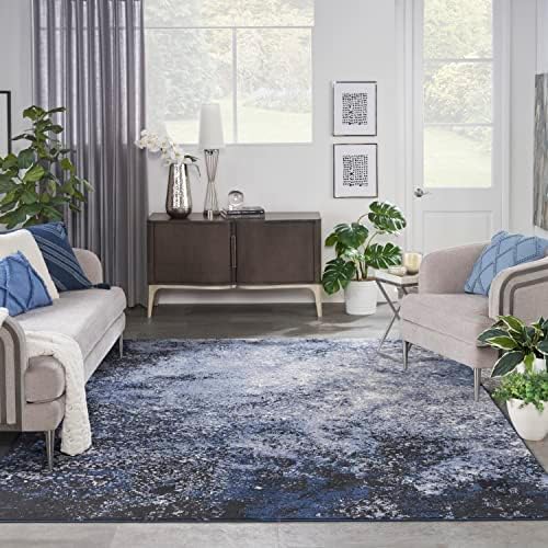 Nourison Home Passion Light Blue Black 9' x 12' Area Rug - Easy Clean, Non Shedding, Bed Room, Living Room, Dining Room, Kitchen (9' x 12') - Image 3