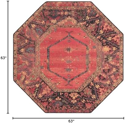 Unique Loom Outdoor Tribal Collection Area Rug - Quepos (5' 3" Octagon Multi/Black) - Image 2