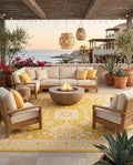 Rugs.com - Outdoor Aztec Rug – 10 Ft Square Yellow Indoor/Outdoor Rug – Weather Resistant, Easy to Clean, Perfect for Patios and Decks by Rugscom