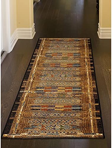 Liora Manne Marina Low Profile Durable Indoor/Outdoor Woven Rug- Tribal Stripe Gold 1'11" x 4'11" - Image 2