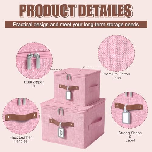 6 Pack Fabric Closet Storage Bins with Lids, 10×8×7 in, Pink - Image 3