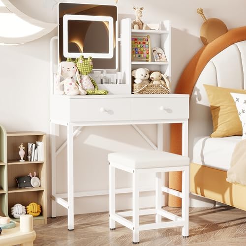 Gizoon Vanity Desk with Mirror and Lights, Vanity Table Set with Chair - Image 5