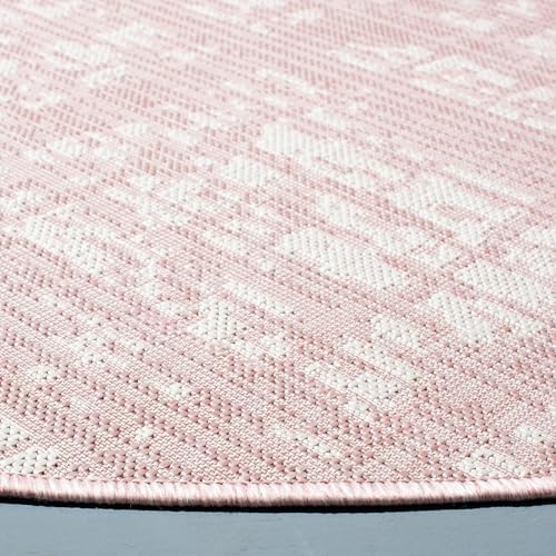SAFAVIEH Washable Rug Outdoor Courtyard Collection - 6'7" Round, Pink & Ivory, Non-Shedding & Easy Cleaning, Ideal for Patio, Backyard, Mudroom (CY8451-56221) - Image 5