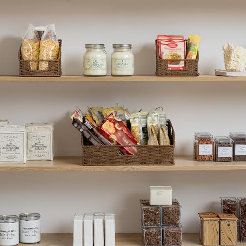 StorageWorks Pantry Storage Baskets, Shelf Baskets, Brown Baskets, 3-Pack - Image 5