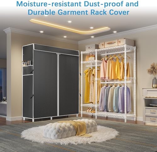 VIPEK V2C Heavy Duty Clothes Rack with Upgraded Polyester Cover, Metal Portable Closet with Adjustable Shelves & Hanging Rods, Freestanding Wardrobe Closet for Bedroom, Max Load 700LBS - Image 6