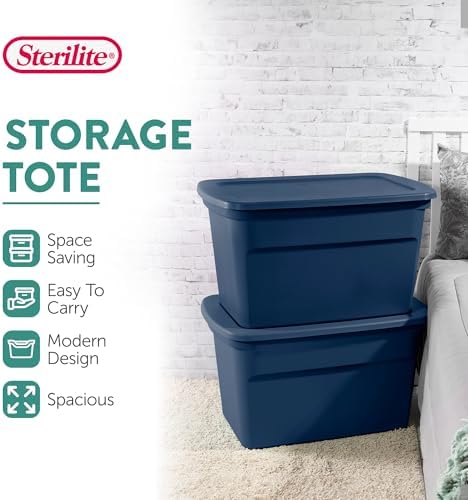 Sterilite Tote, Plastic Storage Bins with Snap Lids, 30 Gallon, 18-Pack - Image 2