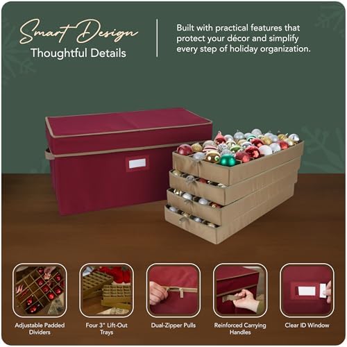 Covermates Adjustable Ornament Storage Box, 25.5" W x 13" D x 12.5" H, Red - Image 4