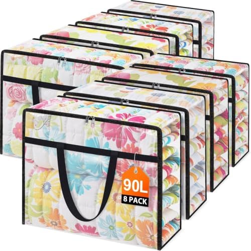 8 Packs 90L Clear Under Bed Storage Containers, Large Clothes Storage Bags by Unknown
