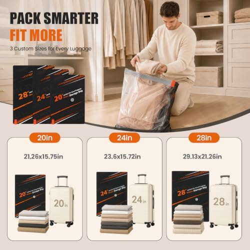 Vacuum Storage Bags for Travel with Rechargeable Pump, 10-Pack - Image 3