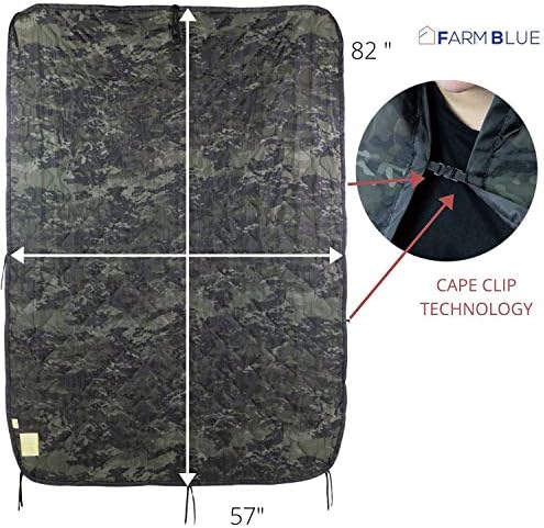 Farm Blue Black Camo Camping Military Blanket Tactical Woobie Blanket Poncho Liner - Lightweight, Multifunctional, All Weather Blankets - Camping Gear, Backpacking and Other Outdoor Activities - Image 5