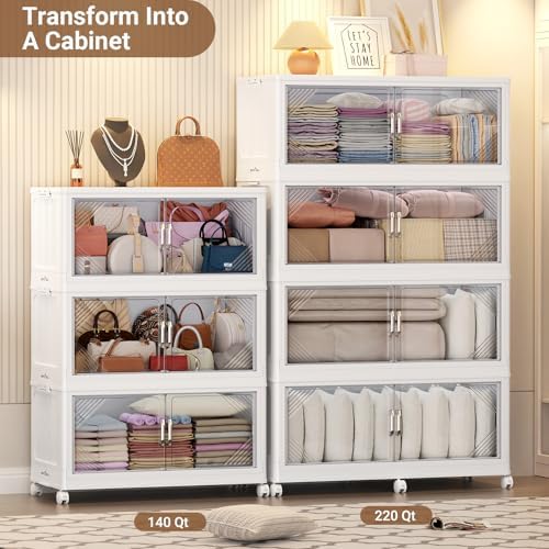 BROVIEW V60 700QT Plastic Stackable Storage Bins with Lid, 5Pack White - Image 6