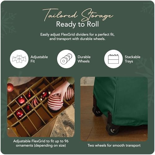 Covermates Rolling Adjustable Ornament Storage Bag, 25.5"W x 13"D x 18.5"H - Image 5