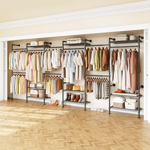 ONBRILL H6 Wall Mounted Closet System, Industrial Pipe Clothes Rack, Black by ONBRILL