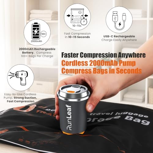 Vacuum Storage Bags for Travel with Rechargeable Pump, 20-Pack - Image 2